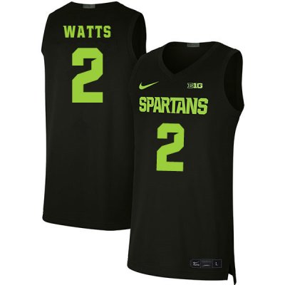 Men Michigan State Spartans NCAA #2 Rocket Watts Black Authentic Nike 2020 Stitched College Basketball Jersey KM32Z60KN